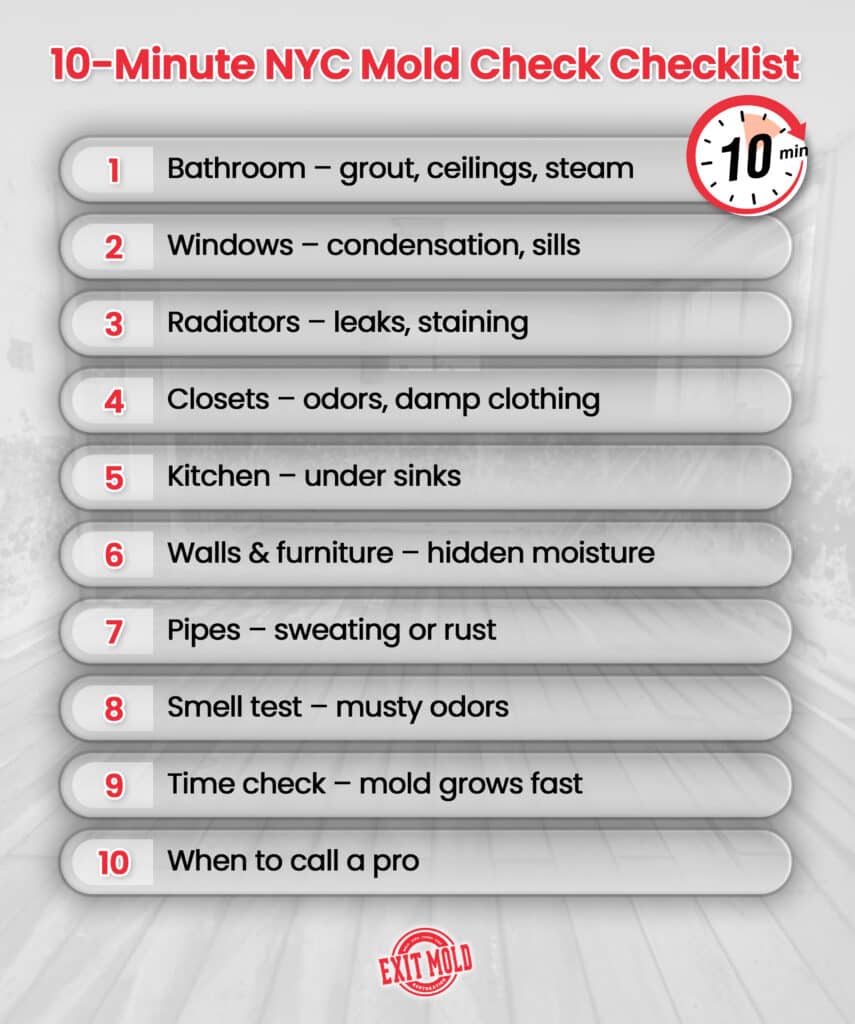 10 Minute NYC Mold Check Checklist - Exit Mold